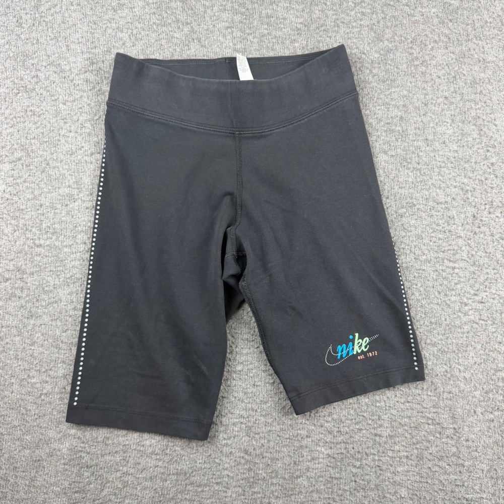 Nike Sportswear Womens Black Bike Shorts XS Graphic Logo Athletic Cycling Shorts